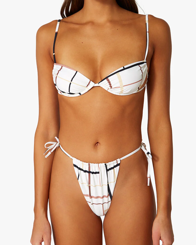 Ruched Underwire Bikini Top | Pearl Multi Geo Lines