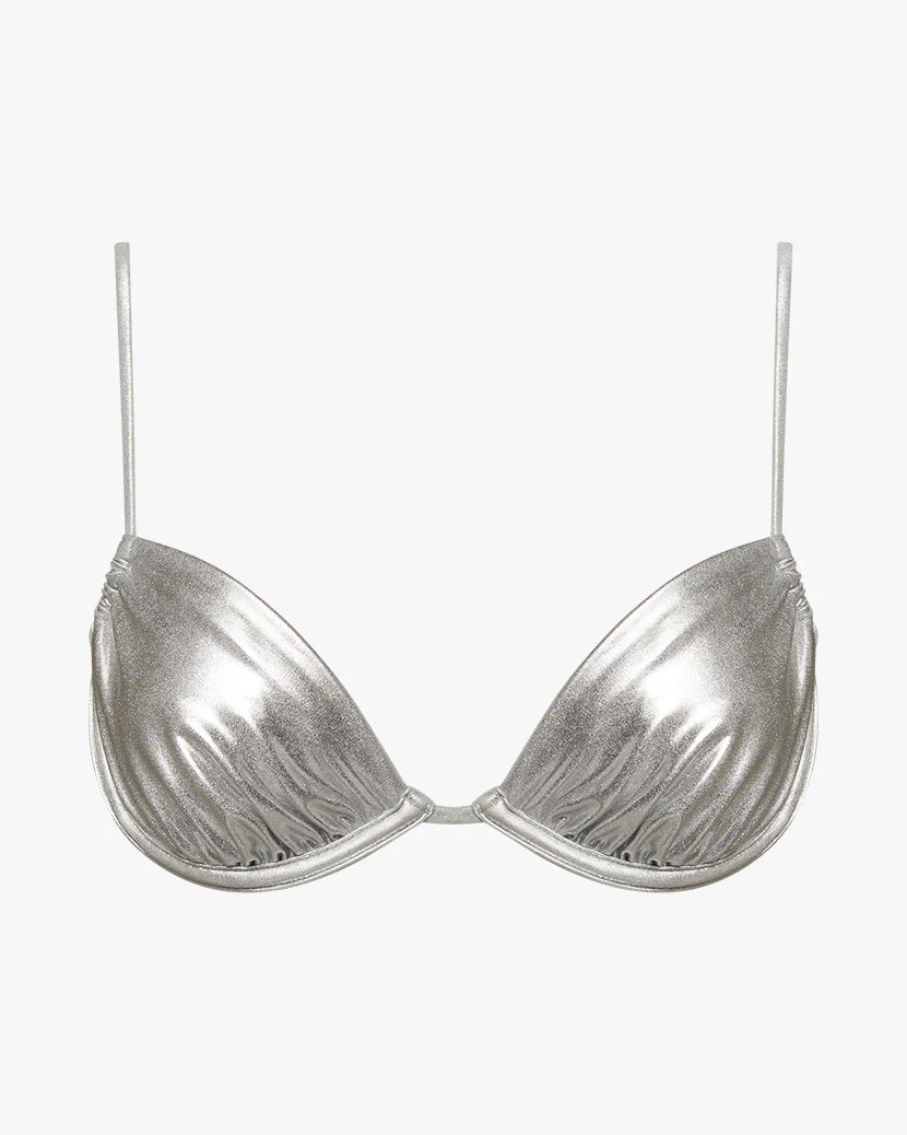 Ruched Underwire Bikini Top | Silver - Image 2