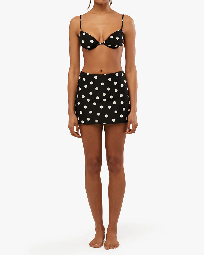 Ruched Underwire Oversized Polka Dot Bikini Top | Black - Image 7