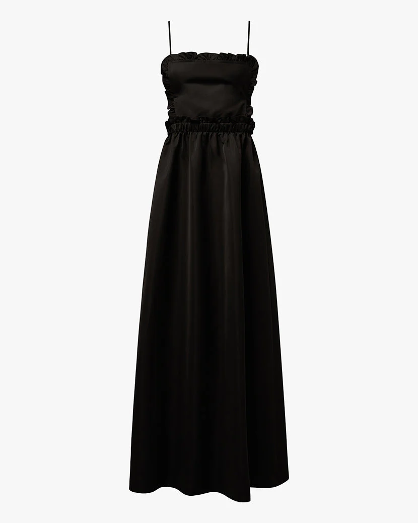Ruffle Bib Maxi Dress | Black - Image 2