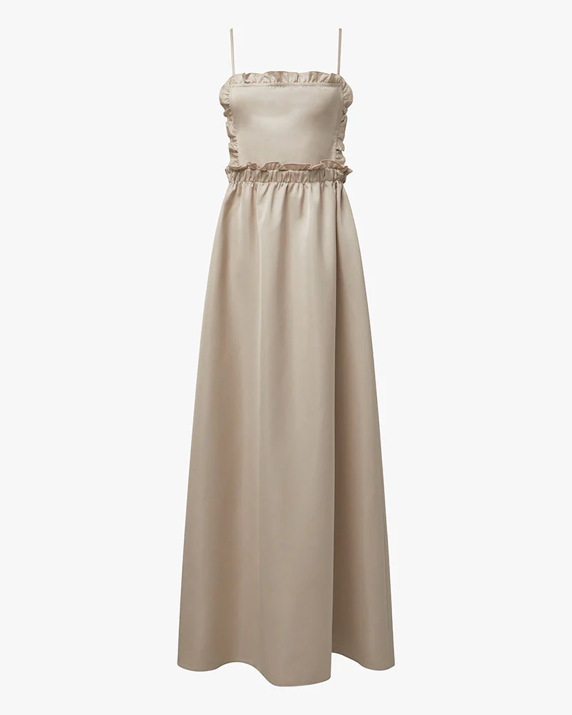 Ruffle Bib Maxi Dress | White Sand - Image 2