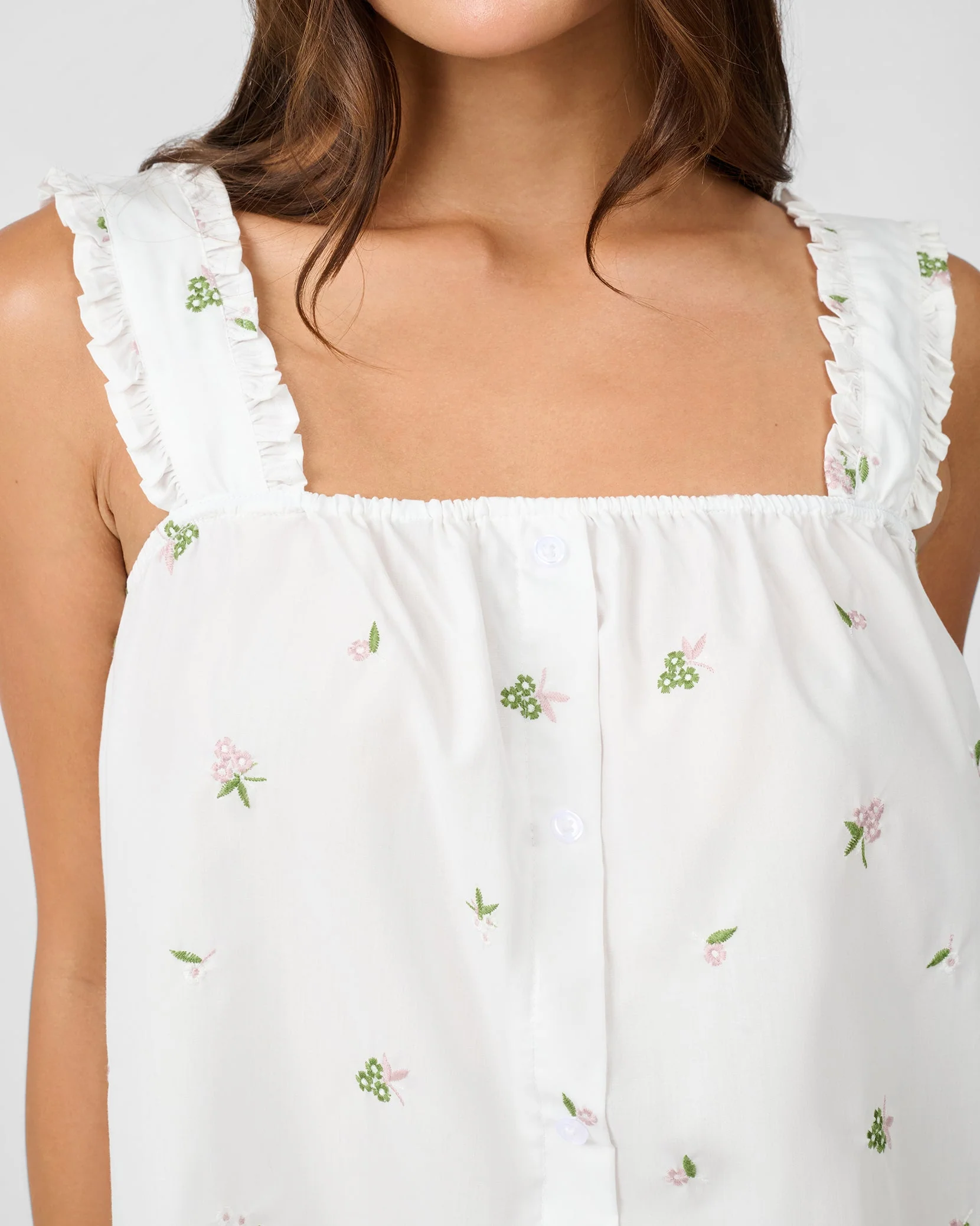 Ruffle Button Front Tank Top | Ivory - Image 5