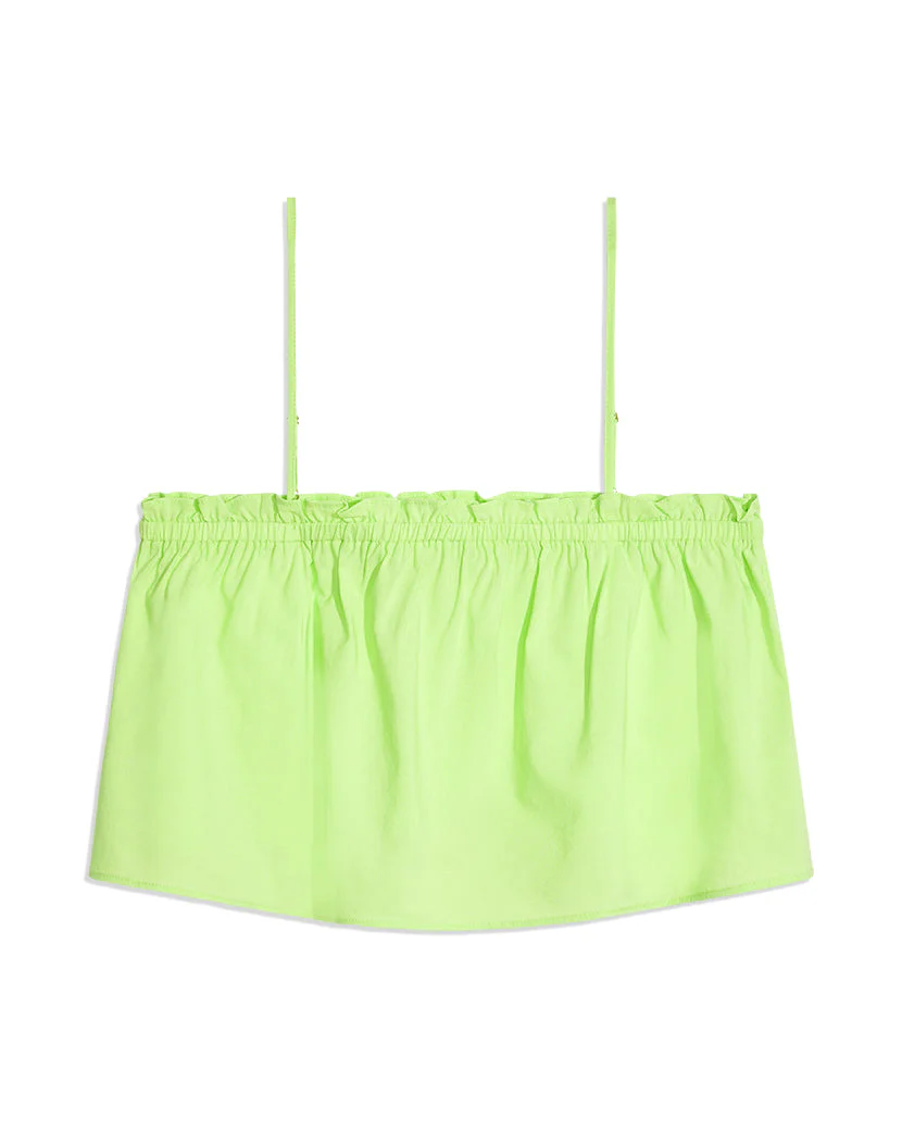 Ruffle Cotton Voile Cami Top | Neon Green - Image 3
