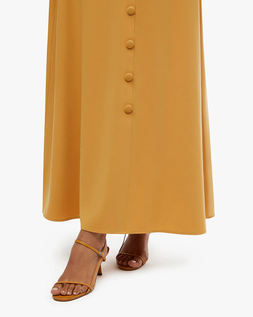 Ruffle Halter Midi Dress | Oak Buff - Image 5