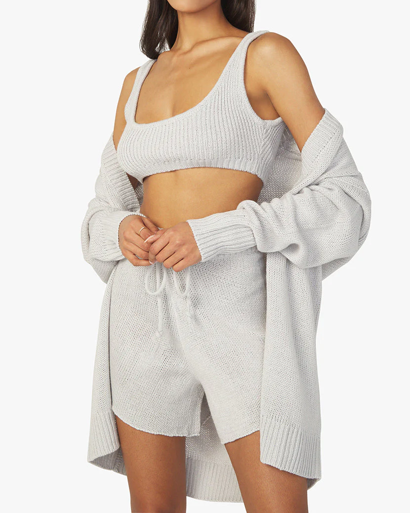 Scoop Chunky Cozy Stitch Pull On Bra Top | Light Grey - Image 3