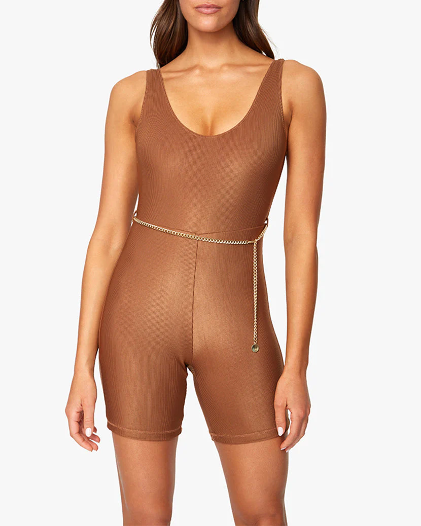 Scoop Rib Bodysuit | Brown - Image 4
