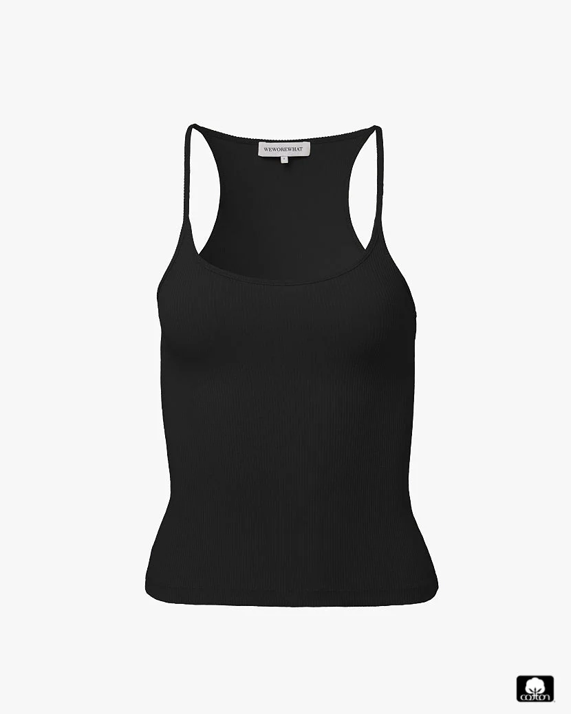 Scooped Rib Tank Top | Black - Image 2