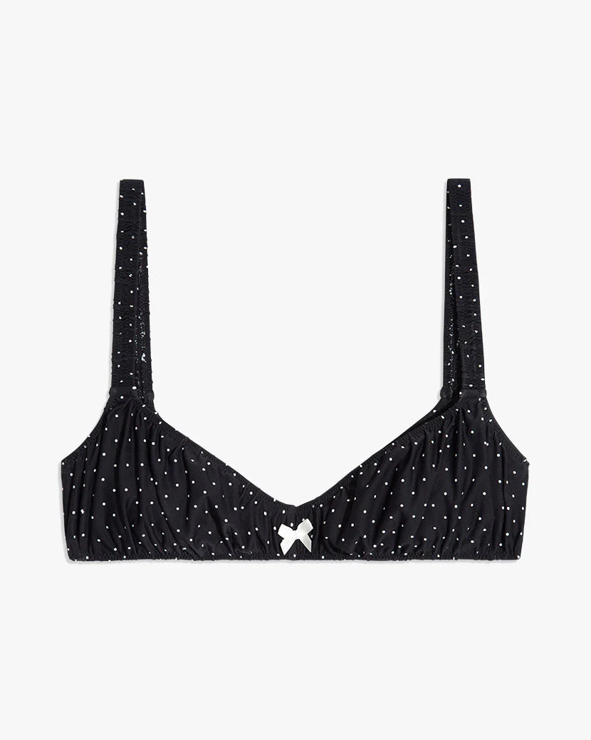 Scrunchie Micro Polka Dots Bikini Top | Black - Image 2