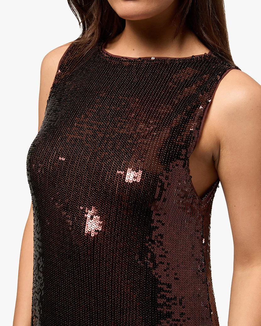 Sequin Maxi Dress | Chocolate - Image 3