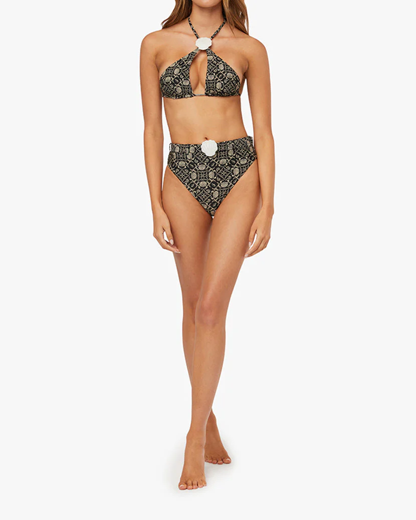 Shell Cross Front Halter Top | Black x Sandshell - Image 4