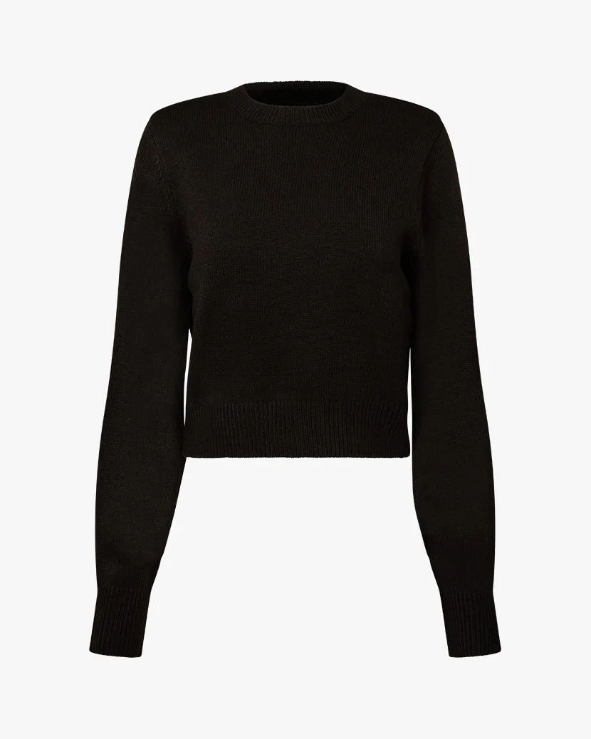 Shoulder Pad Cropped Sweater | Black - Image 2
