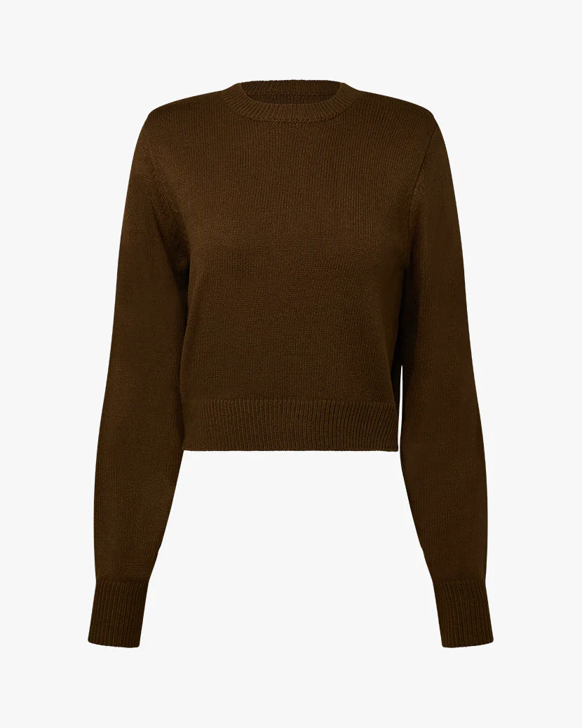 Shoulder Pad Cropped Sweater | Military Olive - Image 2