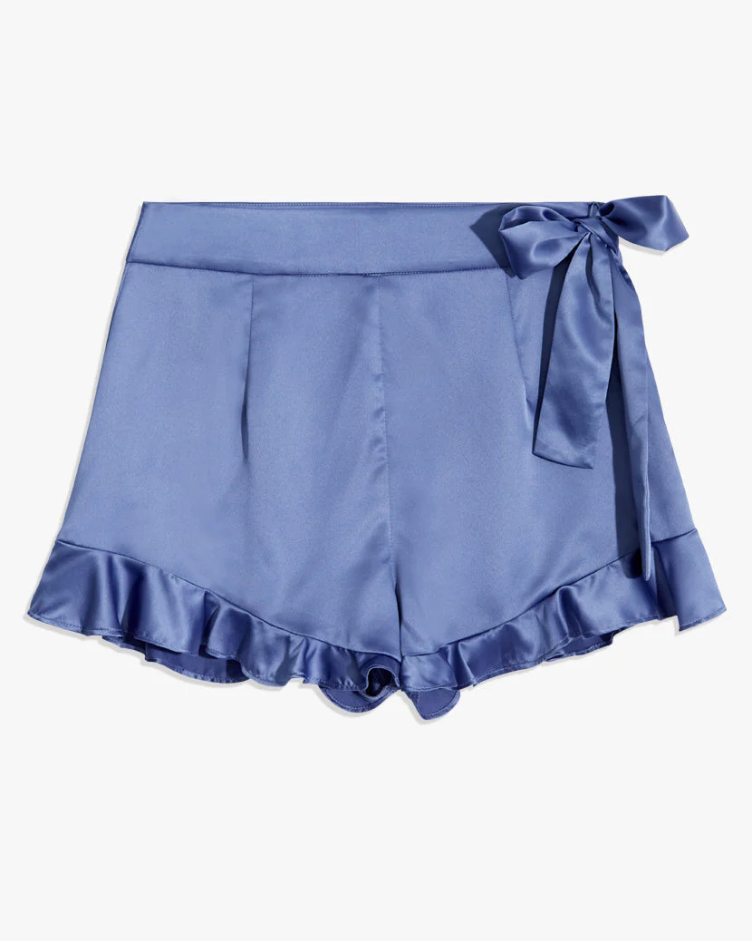 Silk Ruffle Shorts | Dusk Blue - Image 2