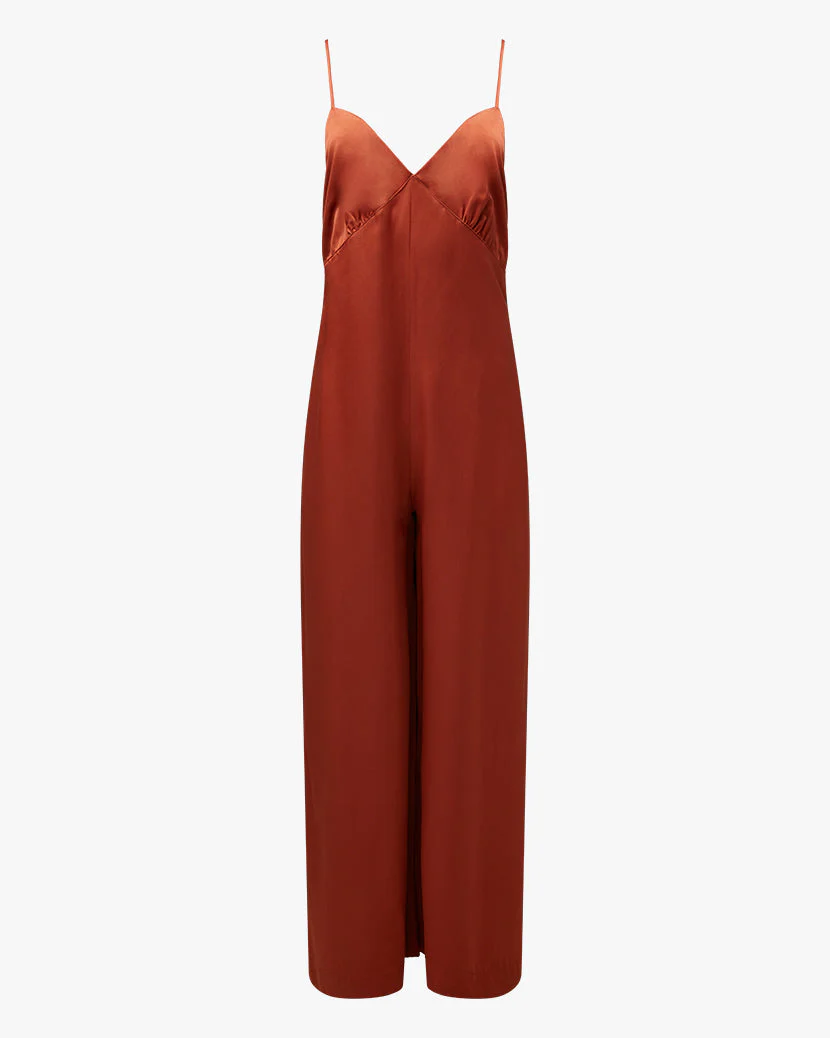 Slip Sateen Wide Leg Jumpsuit | Clay - Image 2