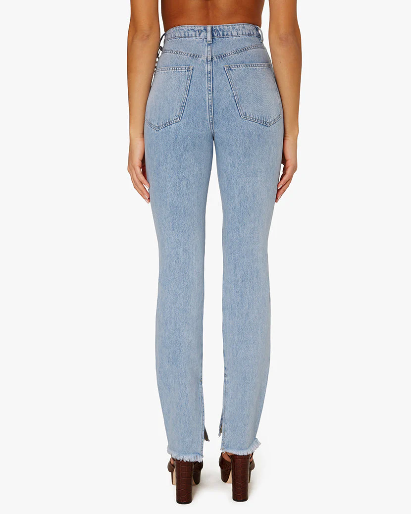 Slit Hem Jean 29" Inseam | Light Blue Wash - Image 4