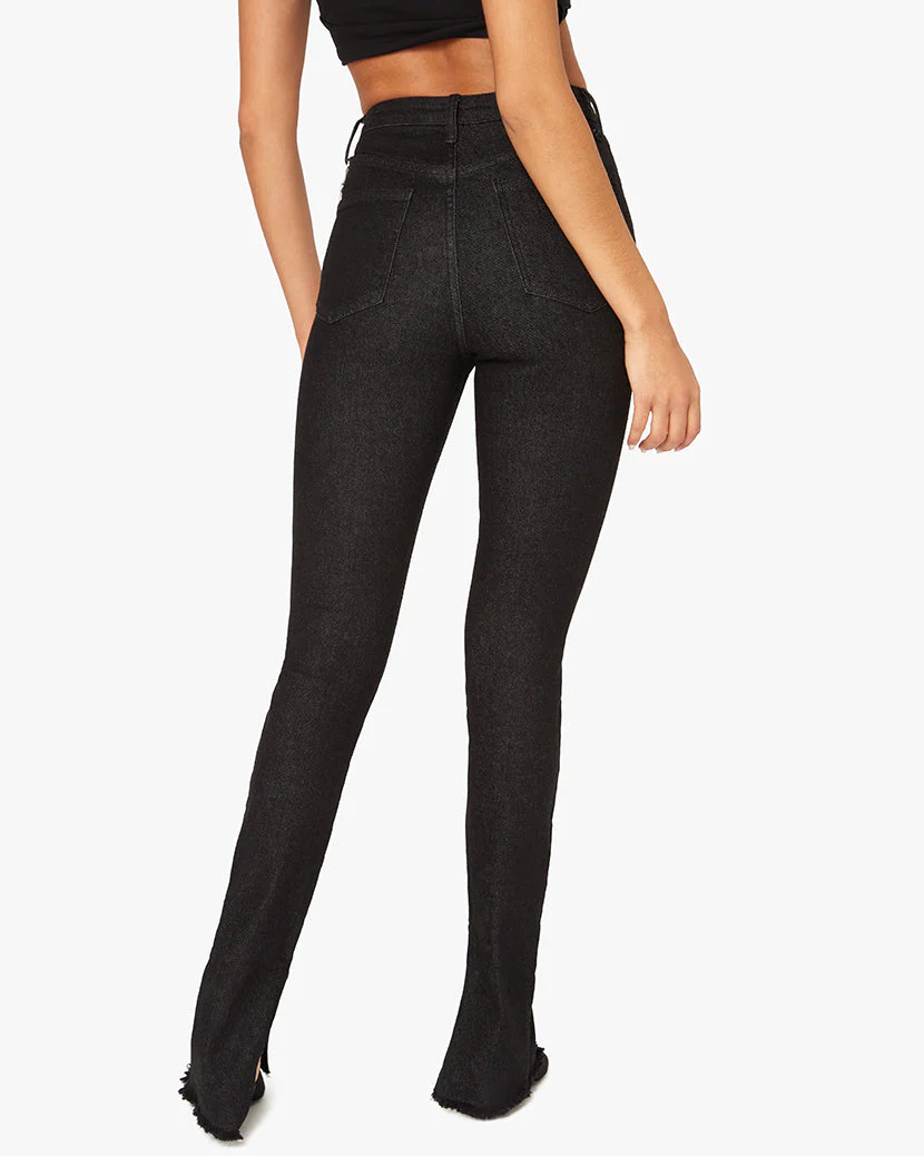 Slit Hem Stretch Jean 29" Inseam | Washed Black - Image 5