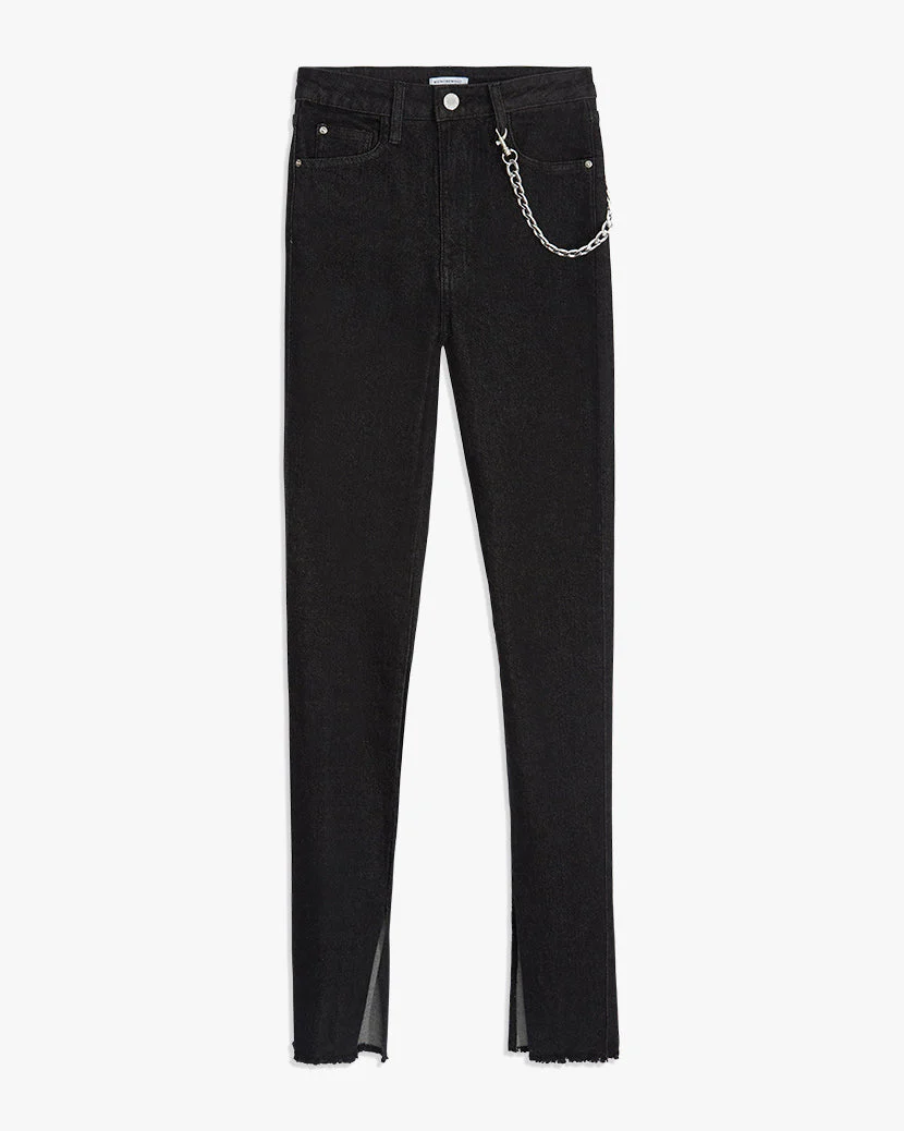 Slit Hem Stretch Jean 34" Inseam | Washed Black - Image 2