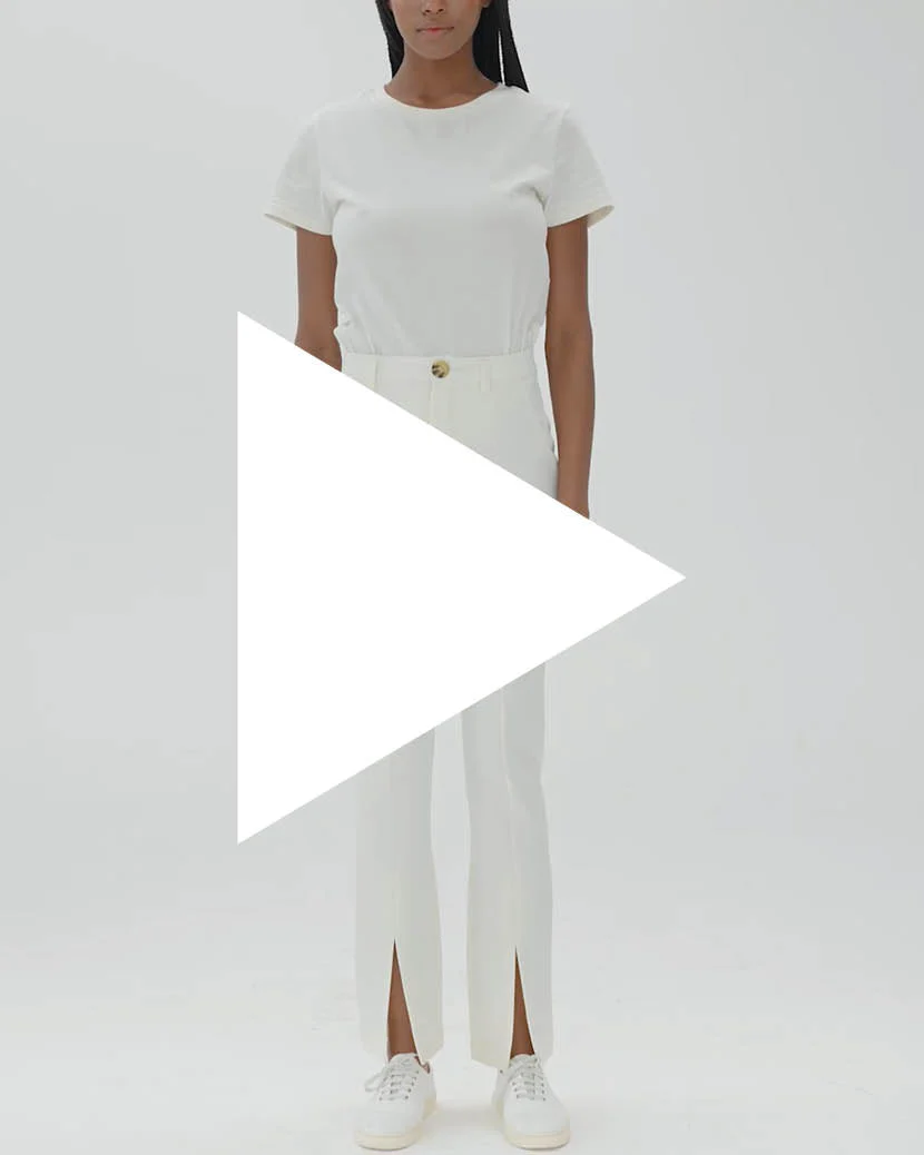 Slit Stretch Herringbone Twill Pants | Vanilla - Image 8