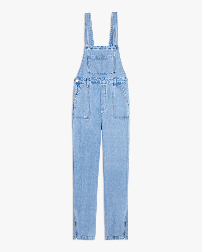 Slouchy Slit Denim Overalls | Light Blue Wash - Image 2