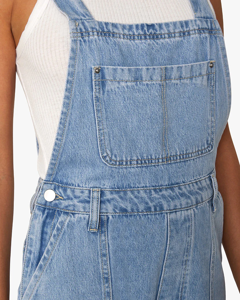 Slouchy Slit Denim Overalls | Light Blue Wash - Image 5