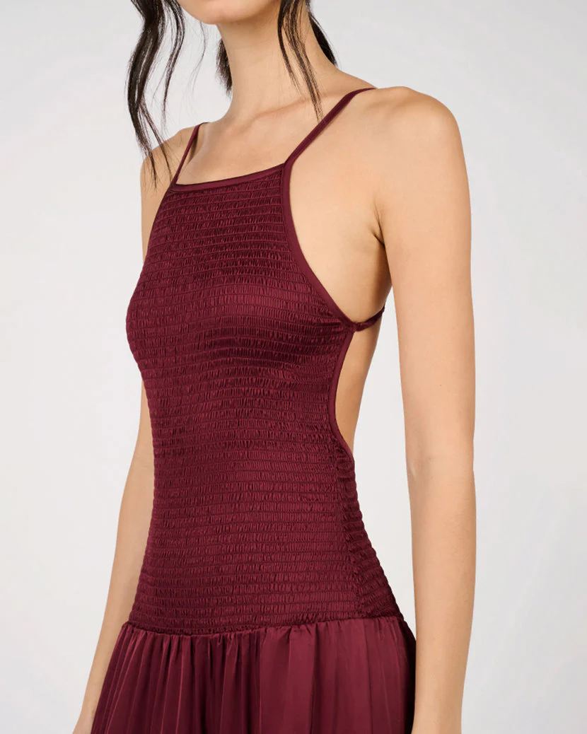 Smocked Drop Waist Maxi Dress | Plum - Image 4