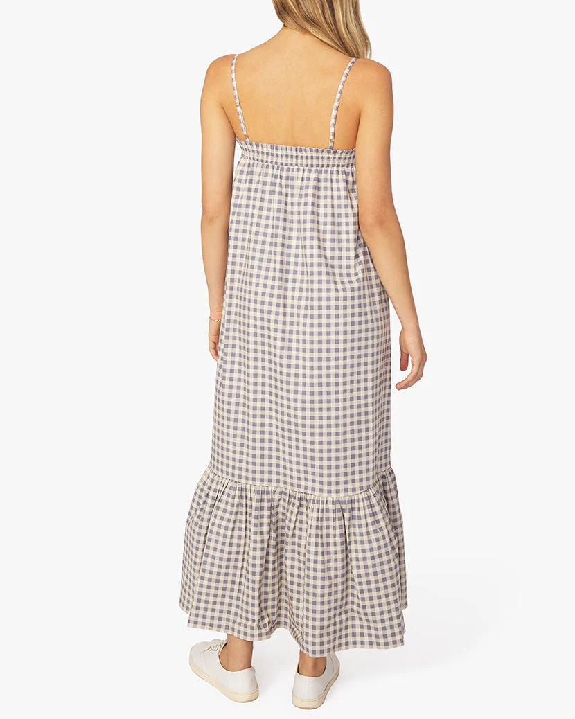 Smocked Gingham Midi Dress | Whisper White - Image 4