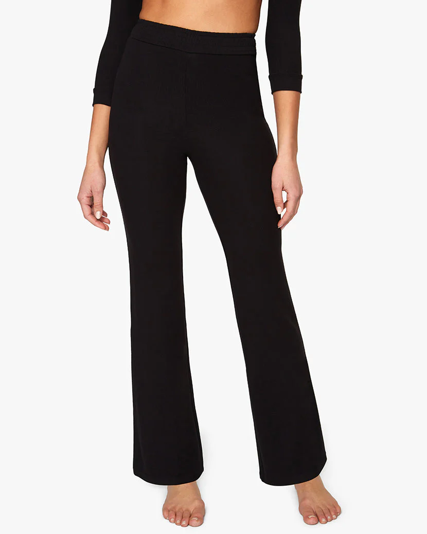 Smocked Jersey Knit Flare Pants | Black - Image 3