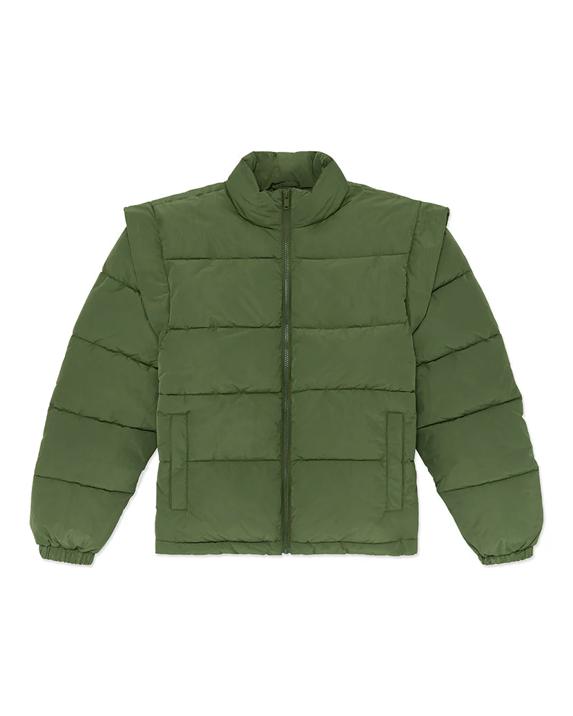 Snap Off Sleeve Nylon Puffer Jacket | Basil - Image 2