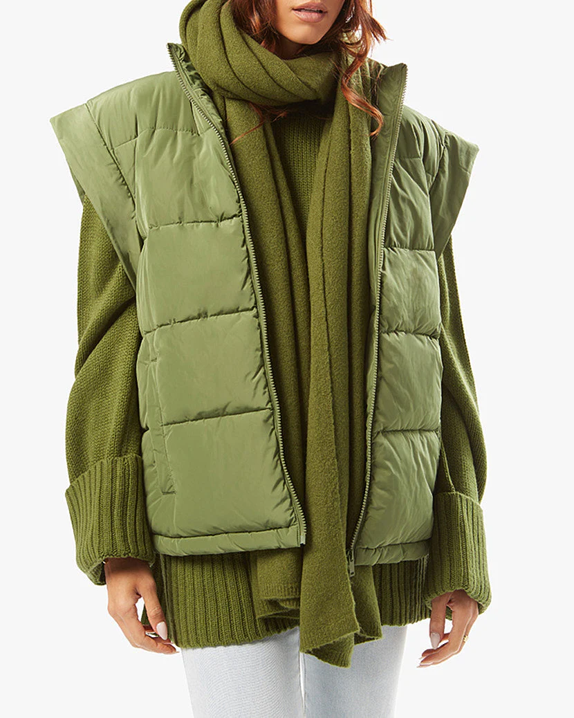 Snap Off Sleeve Nylon Puffer Jacket | Basil - Image 4
