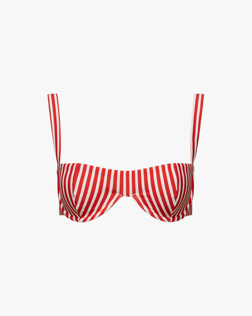 Sorrento Stripes Bikini Top | Red Off White - Image 2