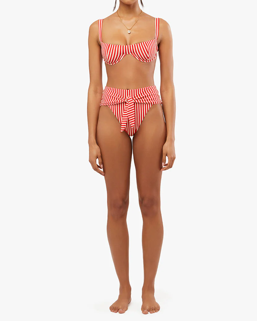 Sorrento Stripes Bikini Top | Red Off White - Image 5