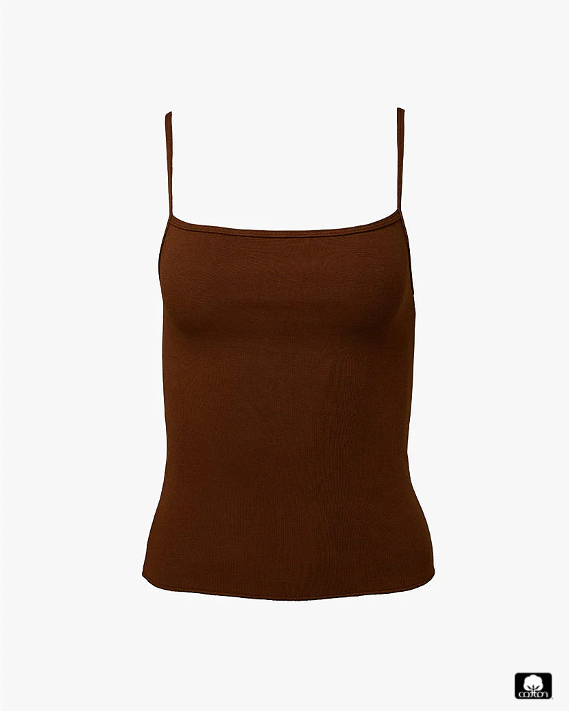 Square Neck Tank Top | Saddle - Image 2