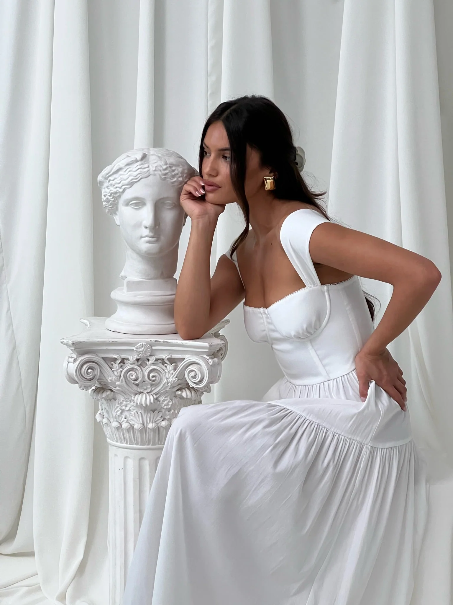 Strap Corset Midi Dress | White - Image 3