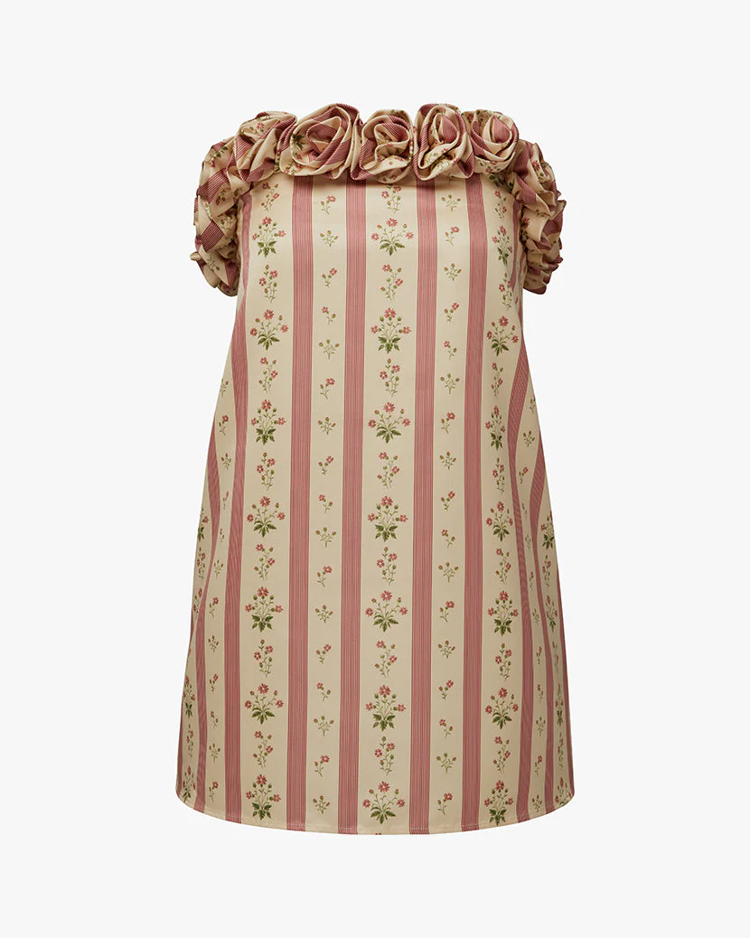 Strapless A-line Rose Mini Dress | Lemon Icing - Image 2