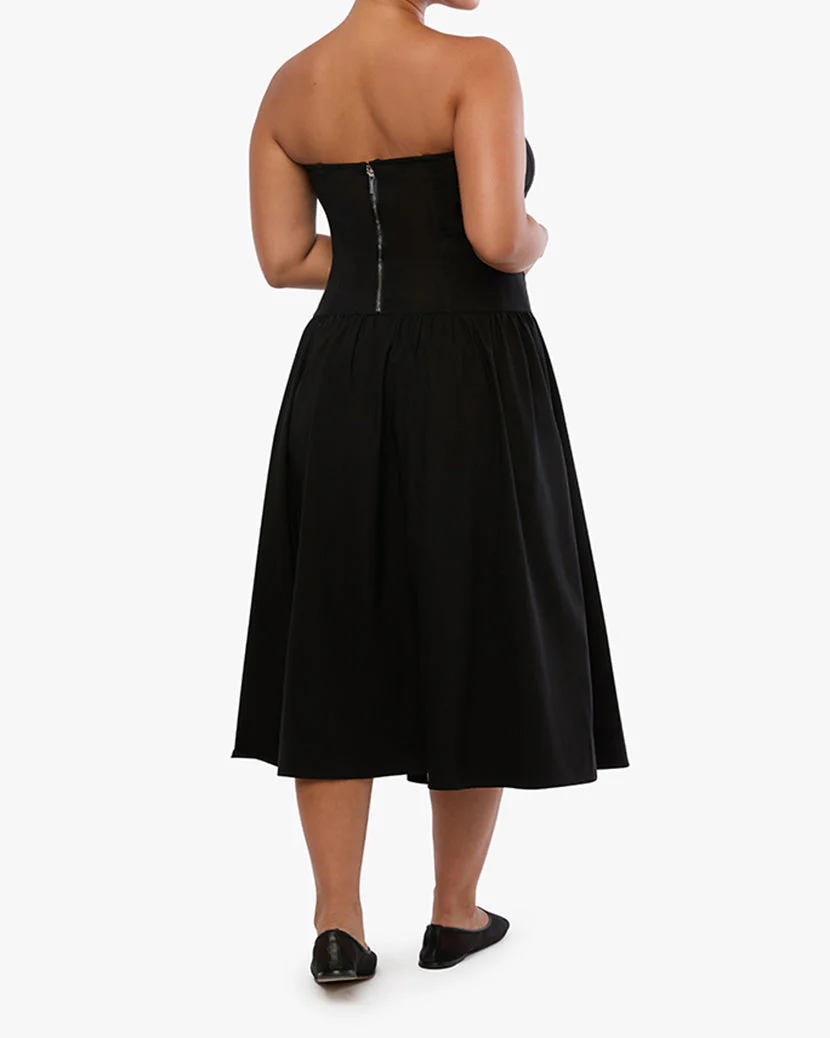 Strapless Corset Midi Dress | Black - Image 4