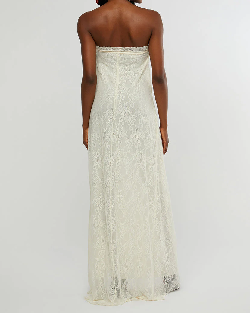 Strapless Lace Maxi Dress | Ecru - Image 5