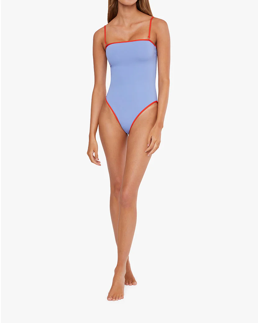 Strapless One Piece | Blue x Fiery Red - Image 5
