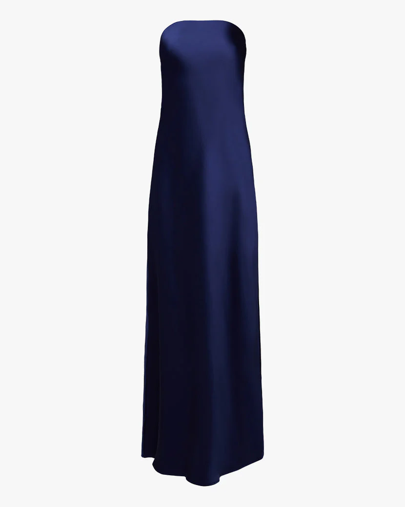 Strapless Silky Maxi Dress | Navy - Image 2