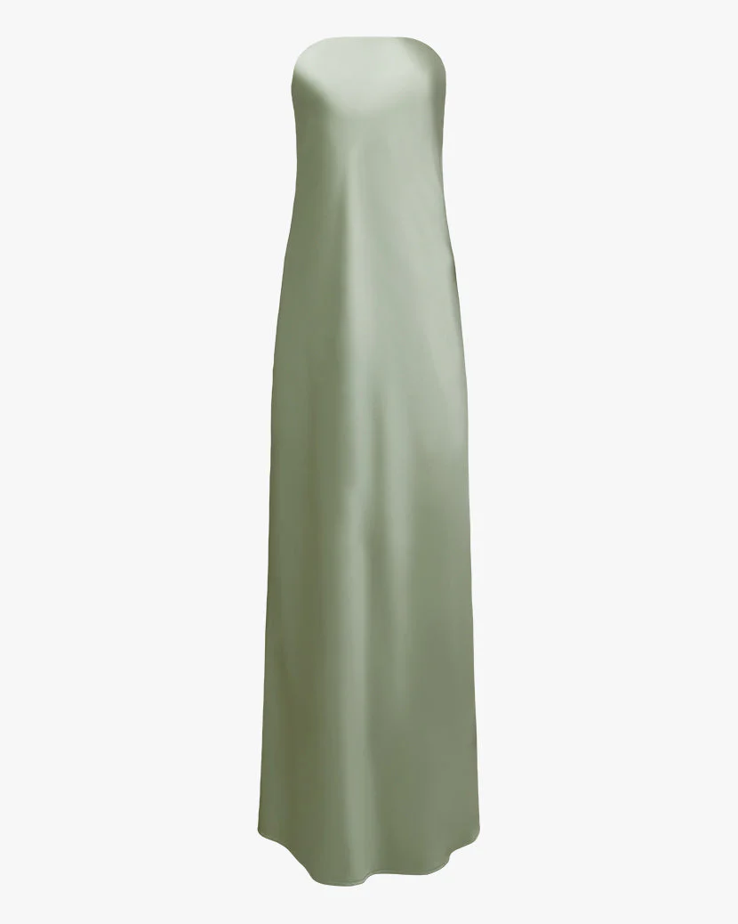 Strapless Silky Maxi Dress | Sage - Image 2