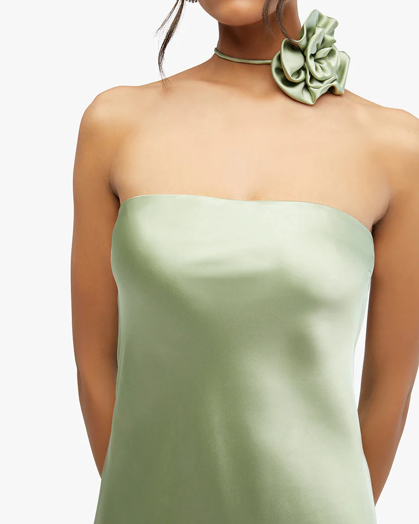 Strapless Silky Maxi Dress | Sage - Image 6