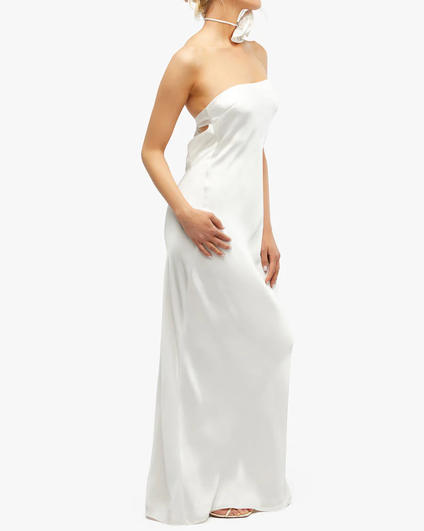 Strapless Silky Maxi Dress | White - Image 7