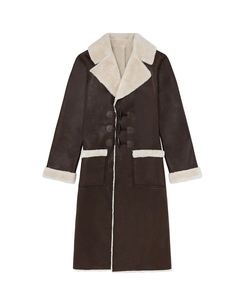 Suede Bonded Faux Fur Trench Coat | Cacao Ivory - Image 2