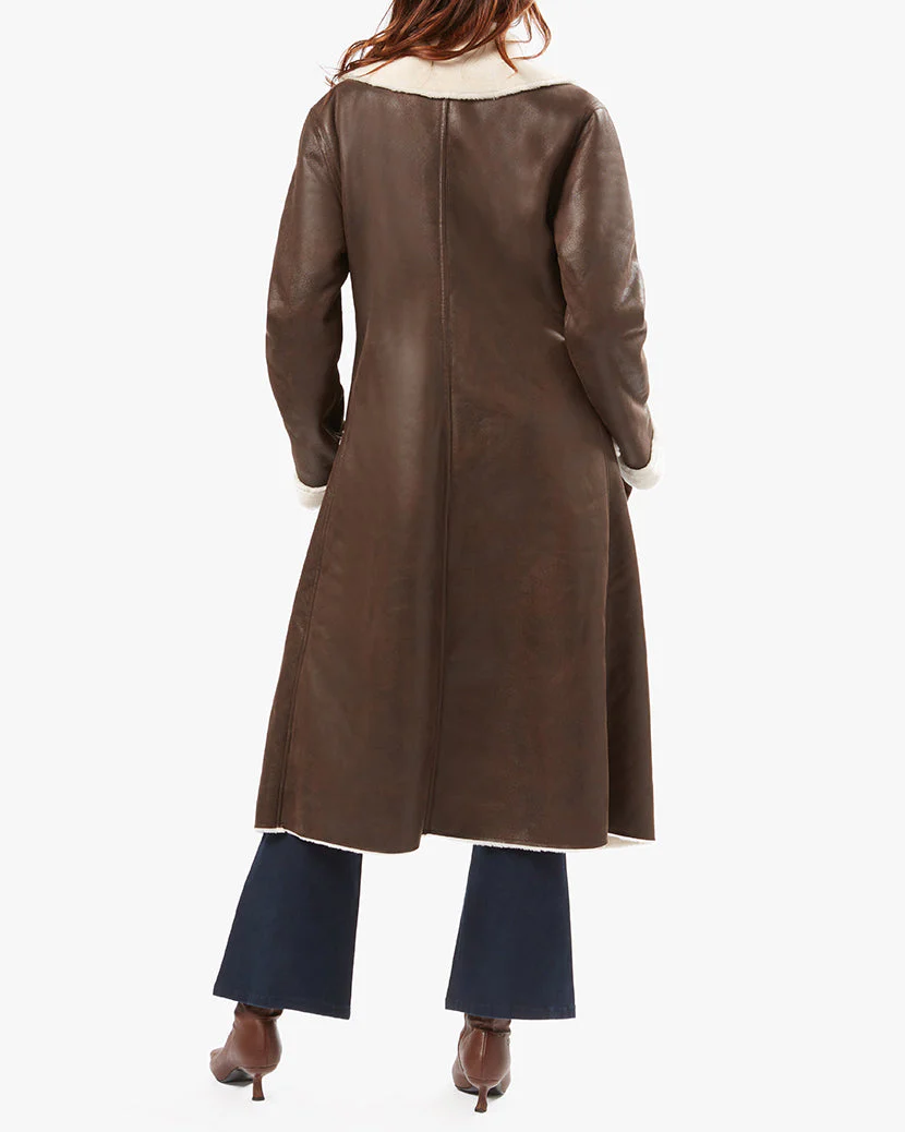 Suede Bonded Faux Fur Trench Coat | Cacao Ivory - Image 3