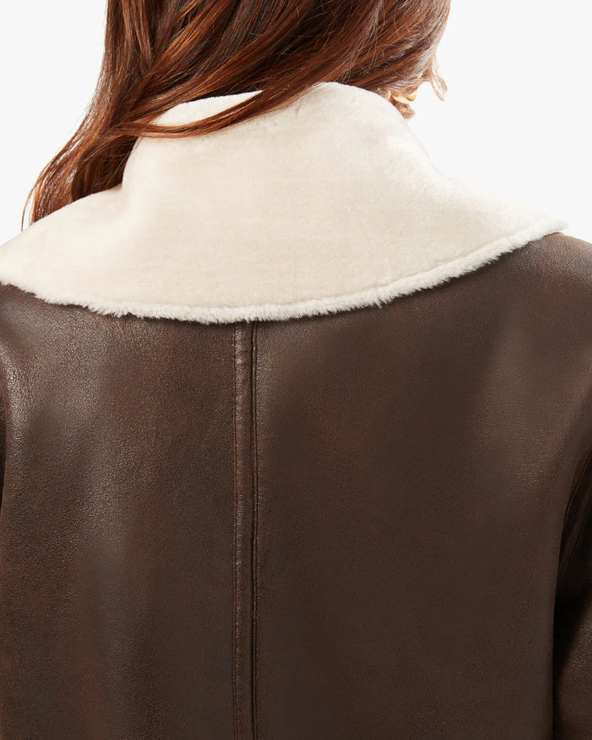 Suede Bonded Faux Fur Trench Coat | Cacao Ivory - Image 5