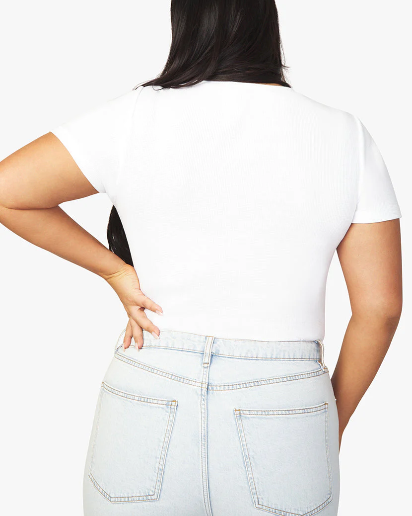 T-Shirt Waffle Knit Bodysuit | Optic White - Image 4