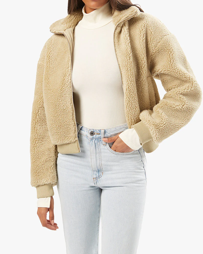 Teddy Sherpa Bomber Jacket | Oat - Image 4