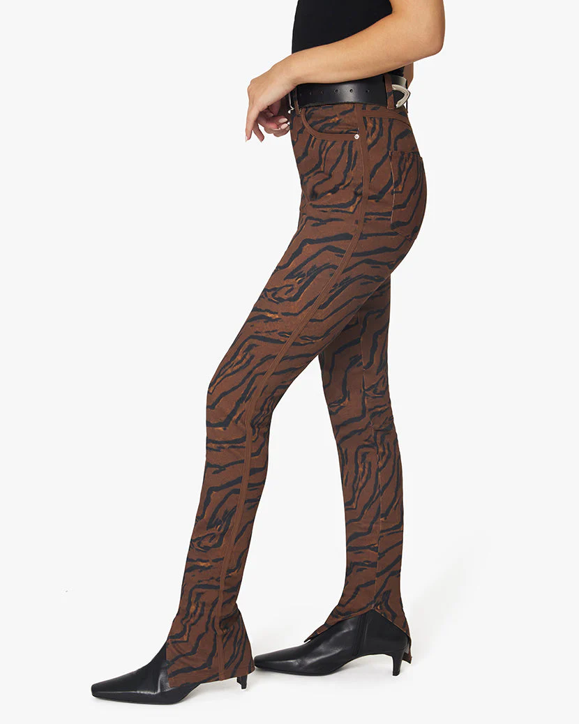 Tiger Piped Stiletto Slit Denim Jean | Brown - Image 5