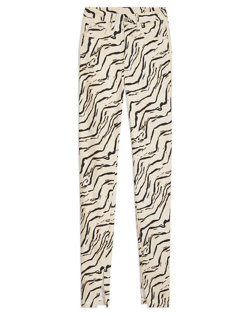 Tiger Piped Stiletto Slit Denim Jean | Ivory