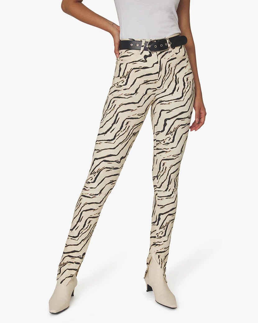 Tiger Piped Stiletto Slit Denim Jean | Ivory - Image 4