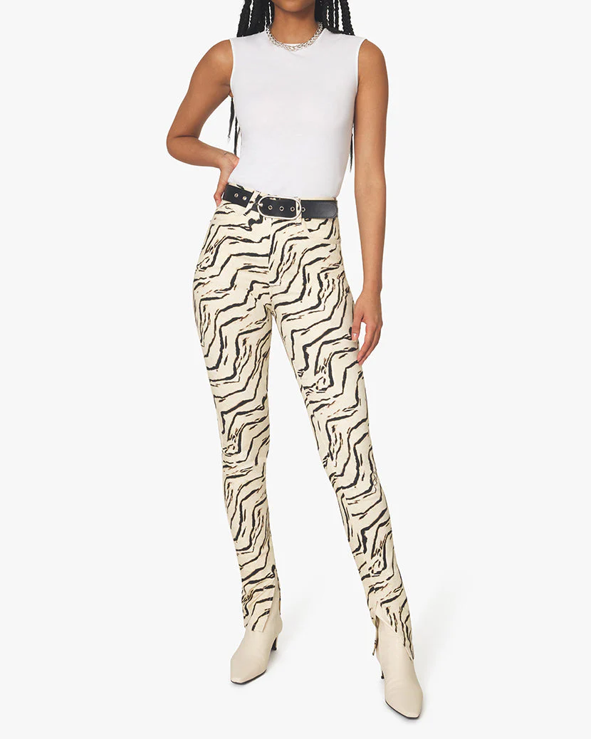 Tiger Piped Stiletto Slit Denim Jean | Ivory - Image 6
